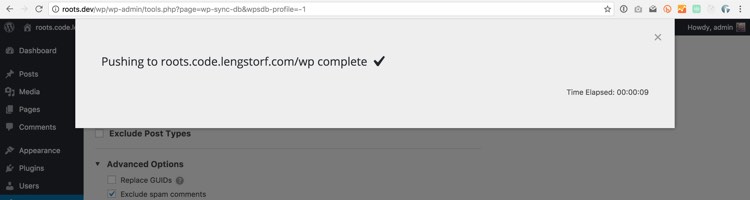 WP Sync DB after a successful sync.